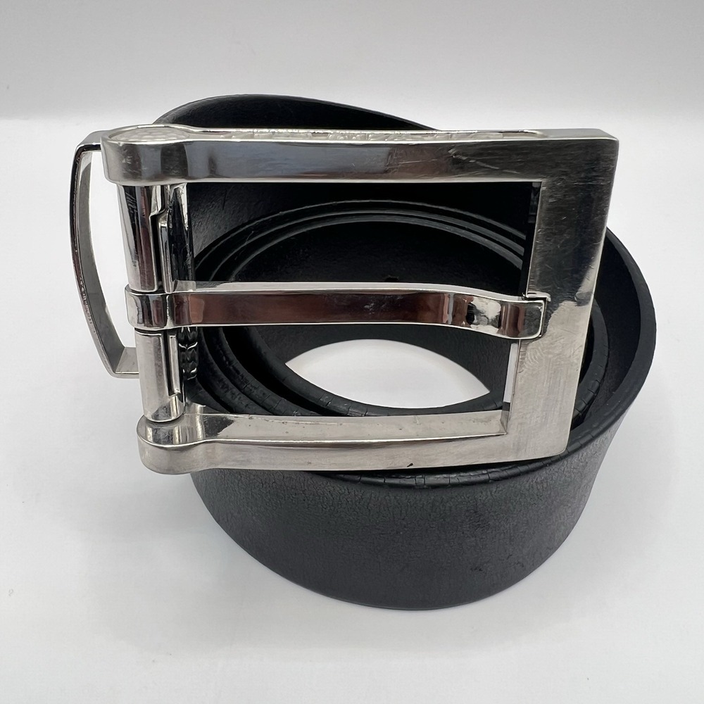 The White Ball Genuine Italian Leather Golf Belt 34-38 Black Silver Tone Buckle